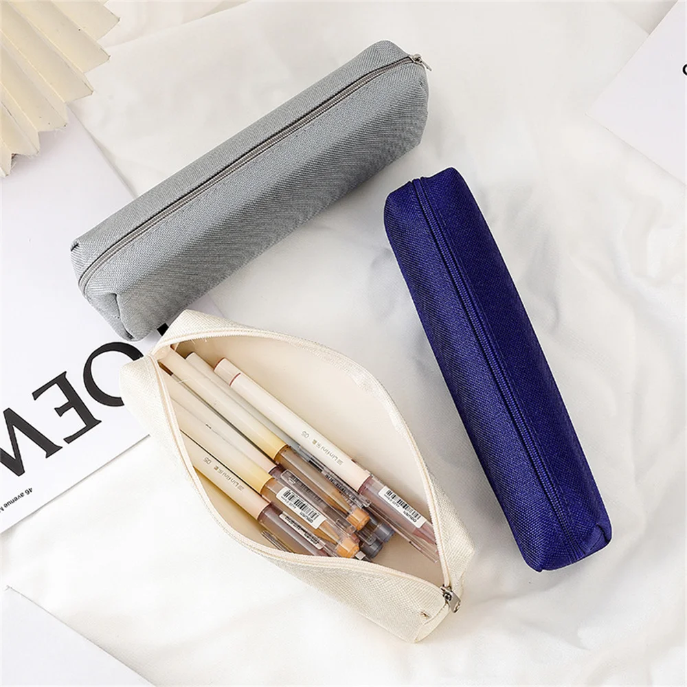 New Simple Pencil Case School Supplies Pencil Cases Estuche Escolar Solid Color School Stationery Kalemlik Trousse Pencil Pouch