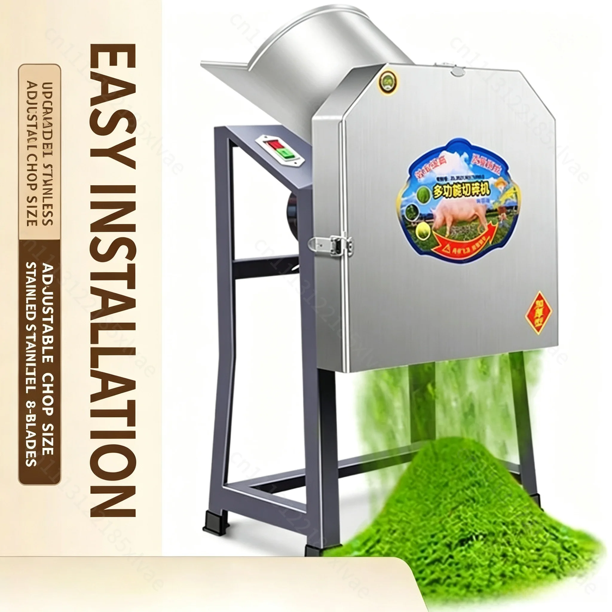 Household Electric Forage Chopper, Small Feed Grinding Machine for Cattle, Sheep, Chicken & Pig Breeding, Efficient Hay Shredder