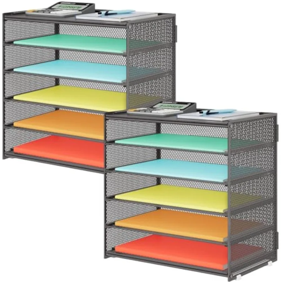 

Набор из 2-х органайзеров для бумаг на 6 уровней, металлический сетчатый лоток для файлов, подставка для писем, сортировщик бумаг, настольные органайзеры для офиса или дома