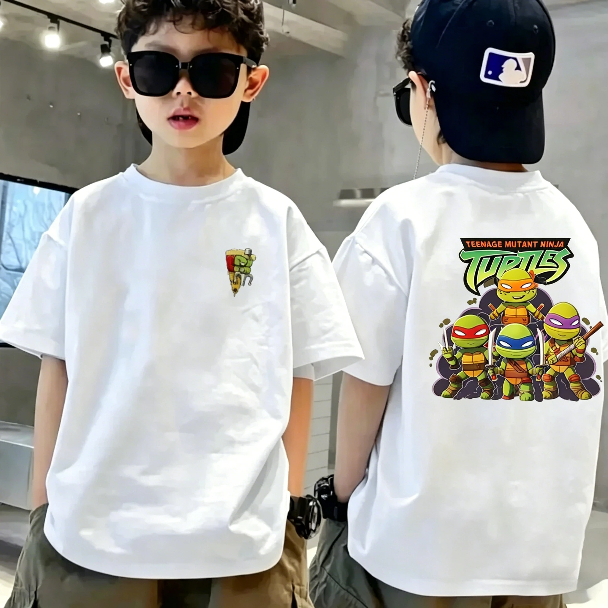 Spring and Summer Latest Nick Ninja Turtles Cartoon 100% Cotton T-Shirt for Boys and Girls - High-Quality Shirt