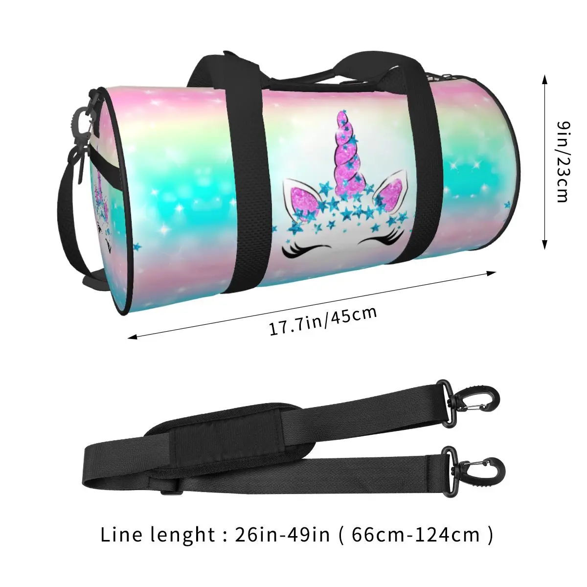 Happy Birthday Unicorn Sport Bags Pinkl Girl with Shoes Gym Bag Portable Couple Pattern Handbag Swimming Funny Fitness Bag