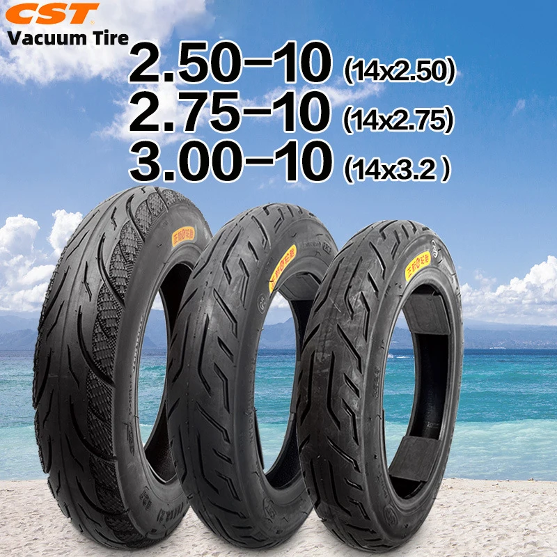 CST 2.50-10 2.75-10 3.00-10 Rubber Vacuum Tire Upgraded Thicken Vacuum Tire for Motorcycle Electric Bike Electric Scooter