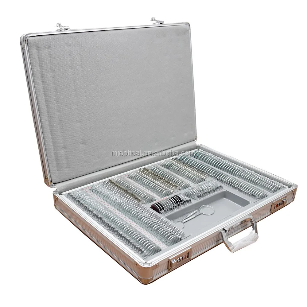 China optical Optometry box trial lens set with metal rim 266 pcs 