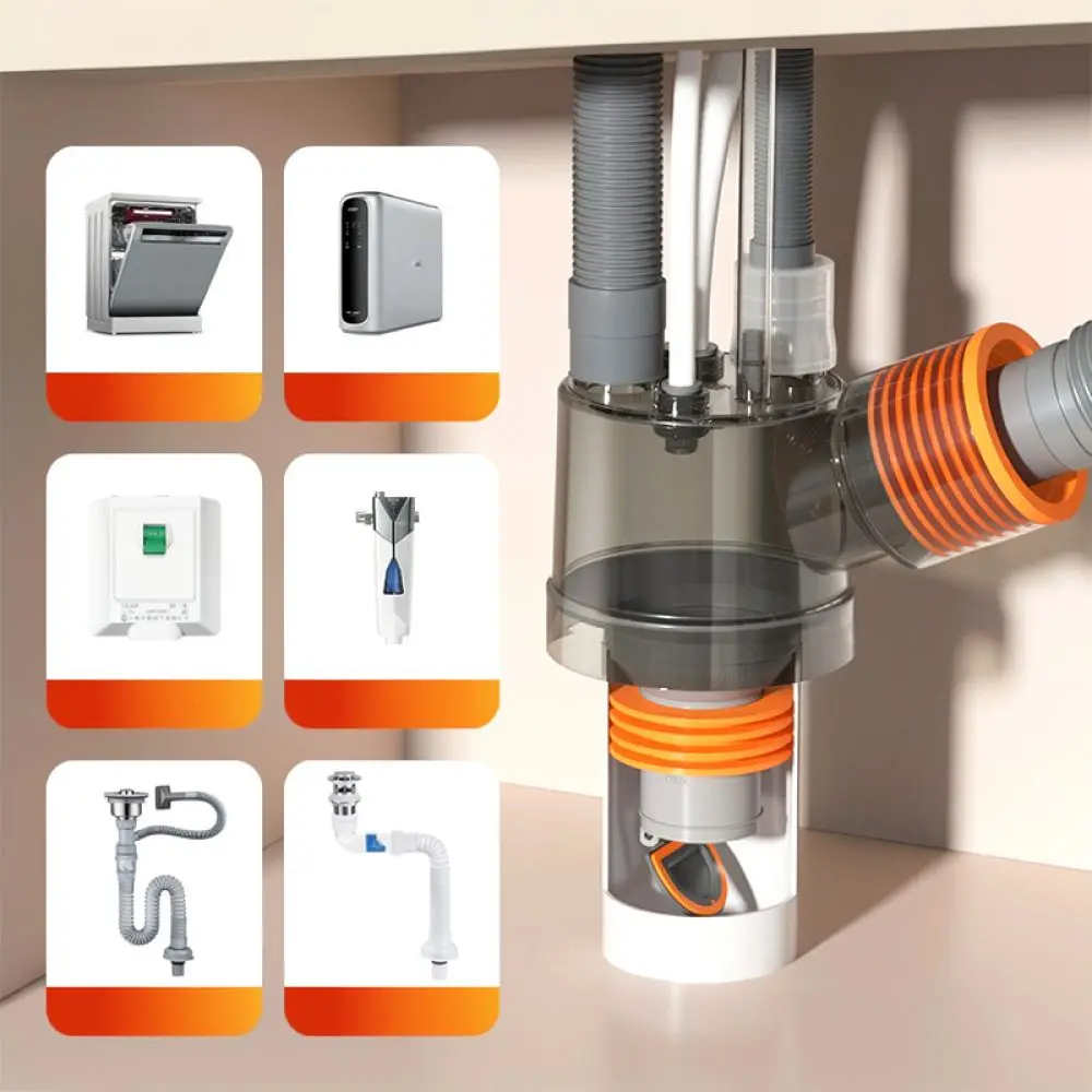 Universal Washing Machine Drain Hose Connector Multi Port Adapter For Floor Drain Pipe Anti Odor Bathroom Balcony System