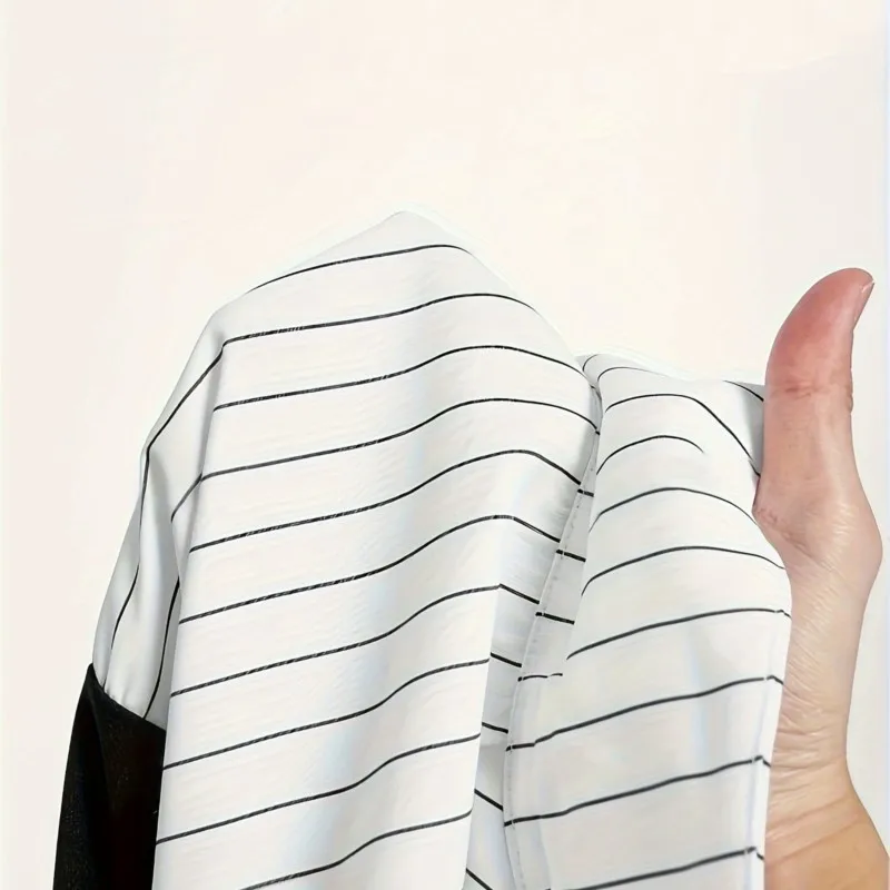 المرأة أزياء أسود أبيض الربط مخطط تقسم التلبيب قميص أنيق قمصان الموضة الأعمال عارضة مكتب مزاجه أنيقة