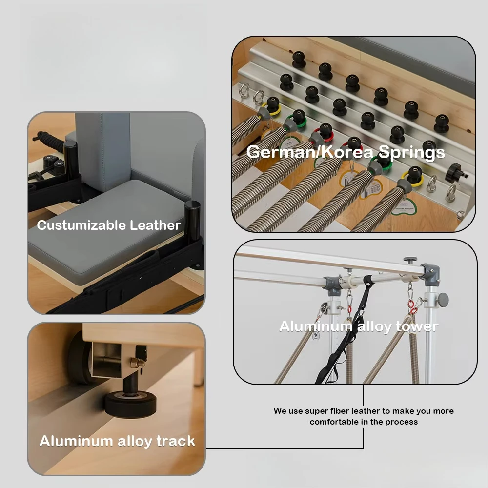 3 في 1 آلة استوديو التدريب الأساسية المنزلية بيلاتيس المصلح آلة الاستوديو مزيج السرير مع معدات برج بيلاتيس