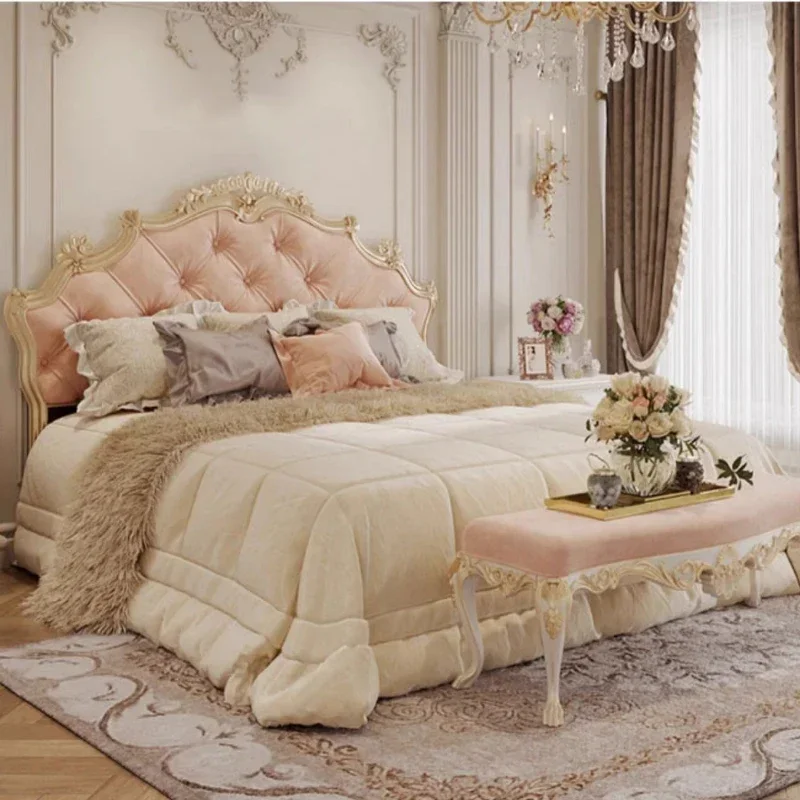 سرير الأميرة الوردي، شقة عصرية، سرير أوروبي لكامل الجسم، سرير جماليات لحفلات الزفاف، إطار بسيط، أثاث كاما كاسال #3