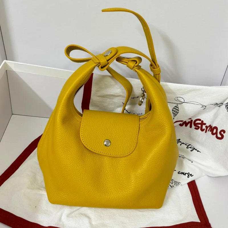 

Simple Genuine Leather Crossbody Bag Top Layer Cowhide Dumplings Lunch Boxes 2025