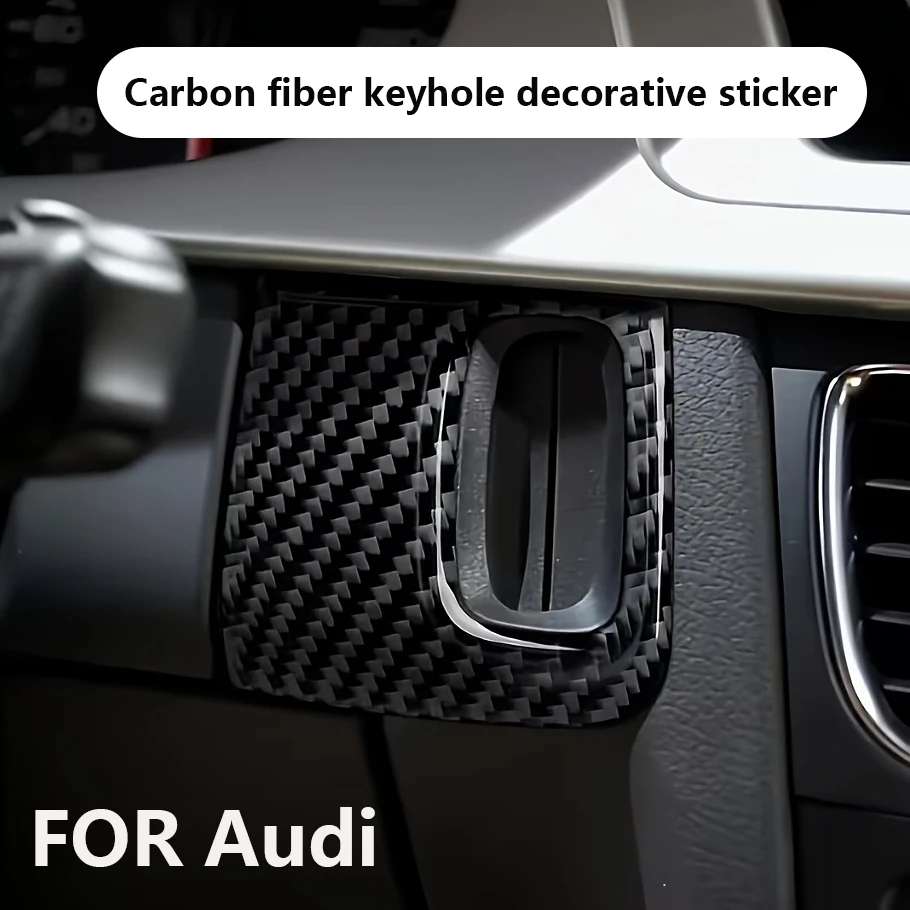 Carbon Fiber Pattern Car Ignition Key Hole Trim Sticker Decoration For Audi A4 B8 2009 2010-2016 / A5 2008-2015 Auto Accessories