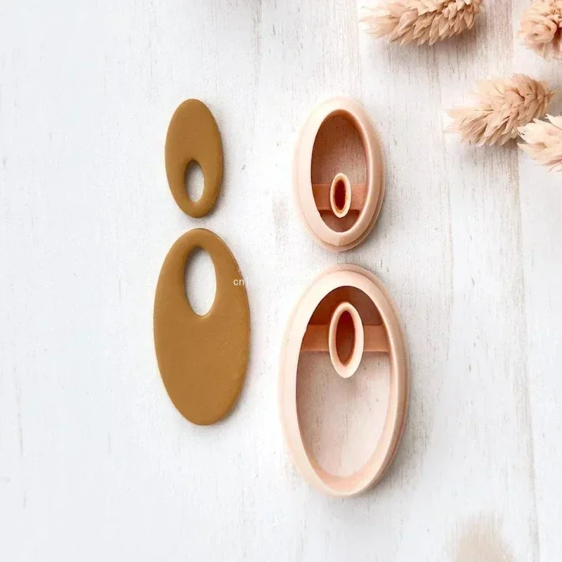 2Pcs/Set Basic Geometric Hollow Shape Polymer Clay Mold Cutters Niche Design DIY Earring Jewelry Soft Pottery Clay Cutting Tools