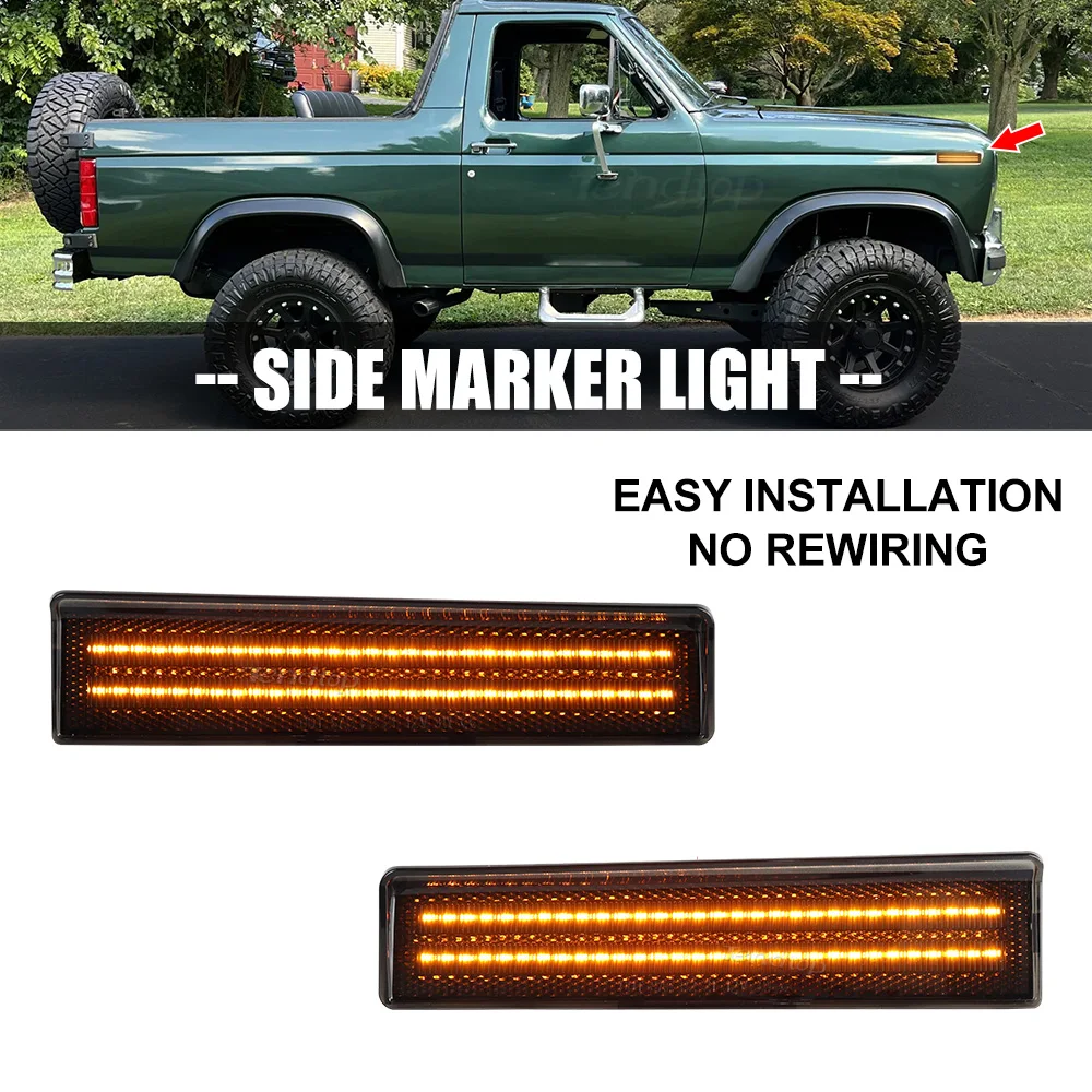 Amber/White LED Side Marker Light Car Front Bumper Side marker Lamp For Ford BRONCO F-100 F-150 F-250 F-350 Bronco 1980 -1986