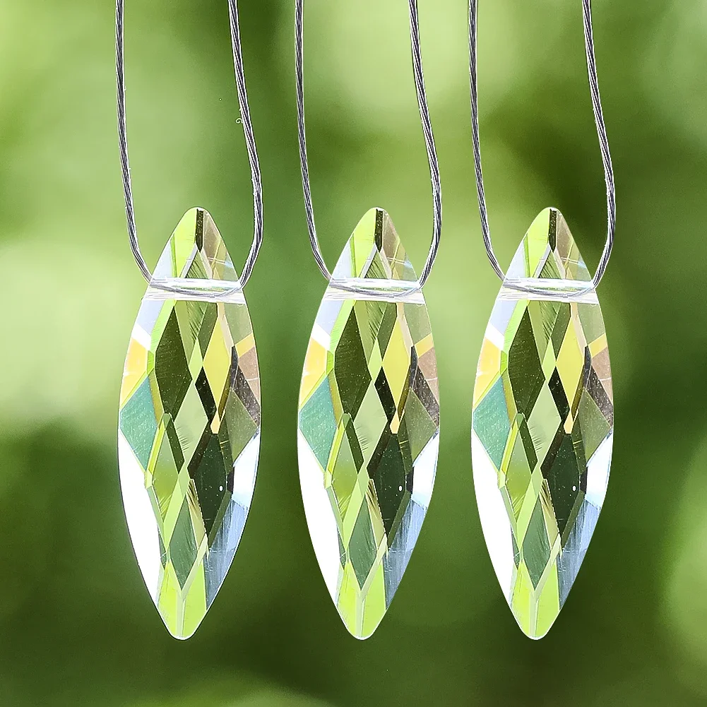 5PC 30MM Geometry Oval Eyes Leaf Rugby Crystal Pendant Faceted Prism Glass Chandelier Garland Curtain Beads Jewelry Making