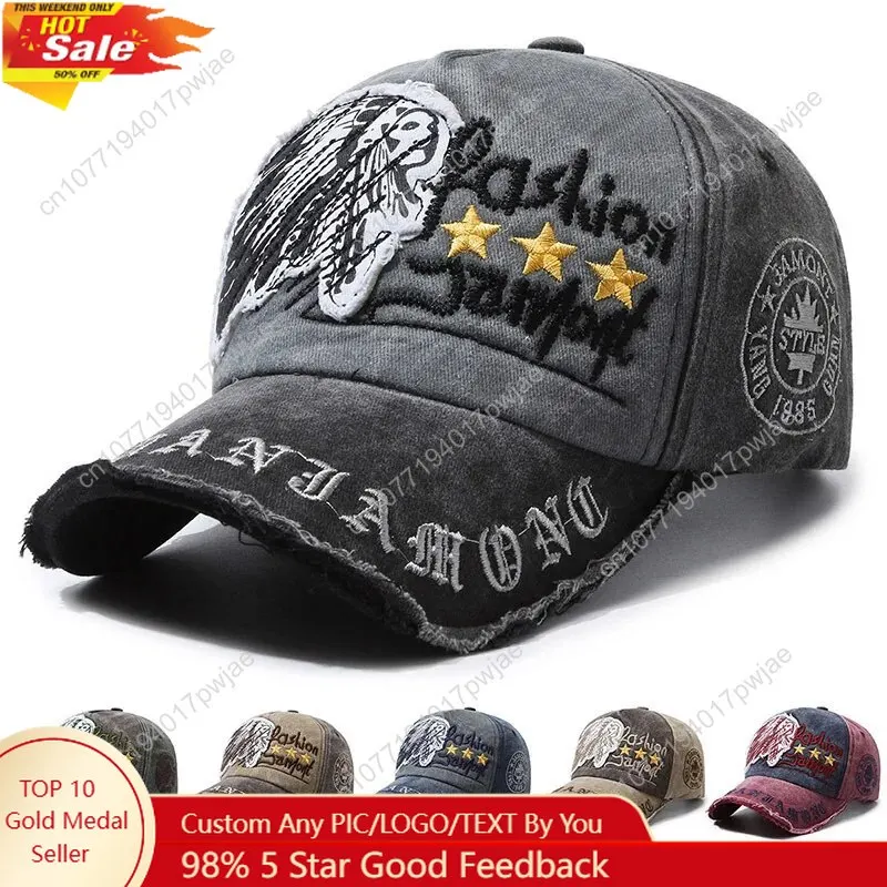 

Four Seasons New Baseball Cap Retro Distressed Casual Outdoor Sports Hat Spring And Autumn Sunhat Letter Embroidery Cap Men