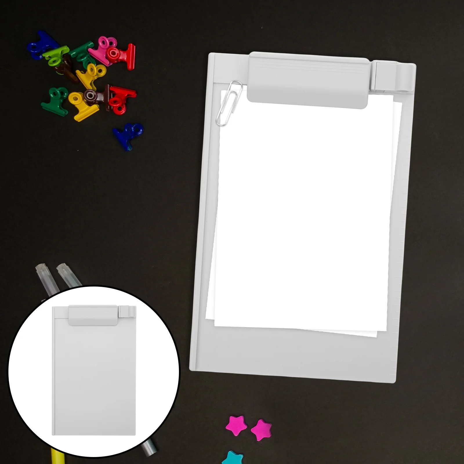 

A5 Clipboard Plastic Hardboard Writing Pad with Scale and Pen Holder for Office School Business Travel Lightweight File