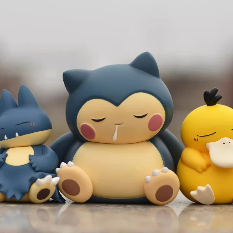 

Cute Pokemon Sleeping Psyduck Munchlax Snorlax Figure Toys Kawaii Anime Action Figure Cartoon Game PVC Figurine Model Dolls Gift