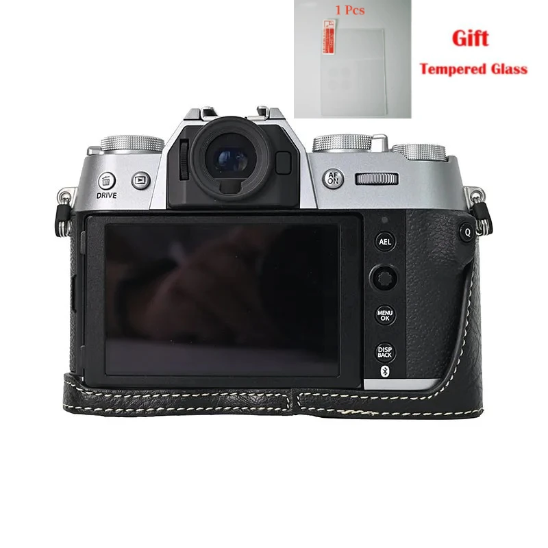 

Protective case handle half cover base case For Fujifilm XT50 PU Leather Fujifilm XT50 Camera Case Bag + free tempered film