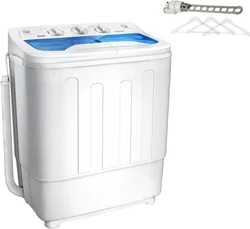 Portable Twin Tub  Washing Machine with Drying Rack,  Washer Mini Compact Laundry Machine with