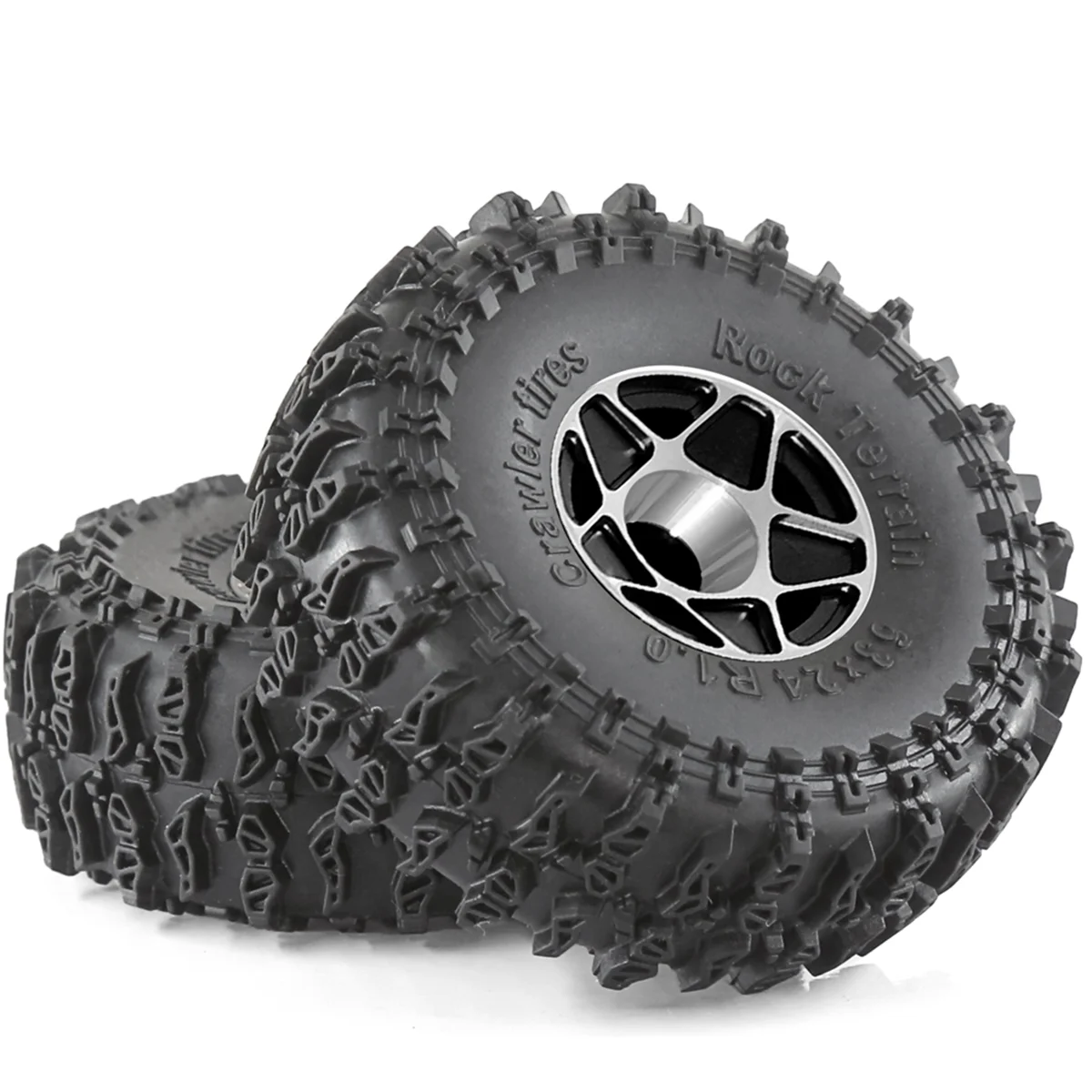 N18R 4pcs 63mm 1.0 Inch Metal Beadlock Wheel Tire Set for 1/18 1/24 RC Crawler Car TRX4M SCX24 AX24 FCX24 Upgrade Parts Green