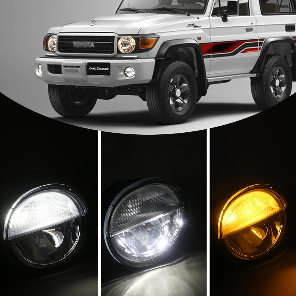 2 Color LED Fog Lamps Left Right For 2022 Toyota LC70 J70 LC79 Pickup Dual Color Driving Fog Light With Harness