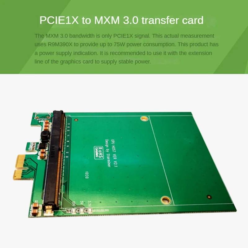 PCI-E To MXM3.0 Graphics Card Riser Card PCI Express X1 To MXM3.0 Adapter Converter Board With LED For BTC Miner Mining Durable