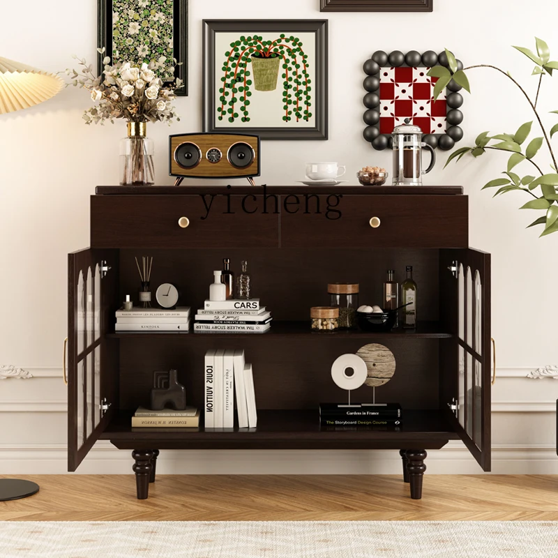 

TWR Solid Wood Side Cabinet Storage Cabinet Entryway Small Apartment Lower Wine Cabinet