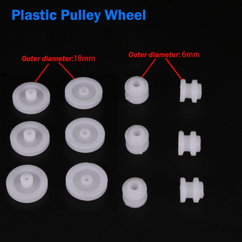 Plastic Pulley Wheel Bore 1.95mm Diameter 6mm 18mm Small Pulley Gear Timing Wheels Single Groove Pulleys For DIY Toy Accessory