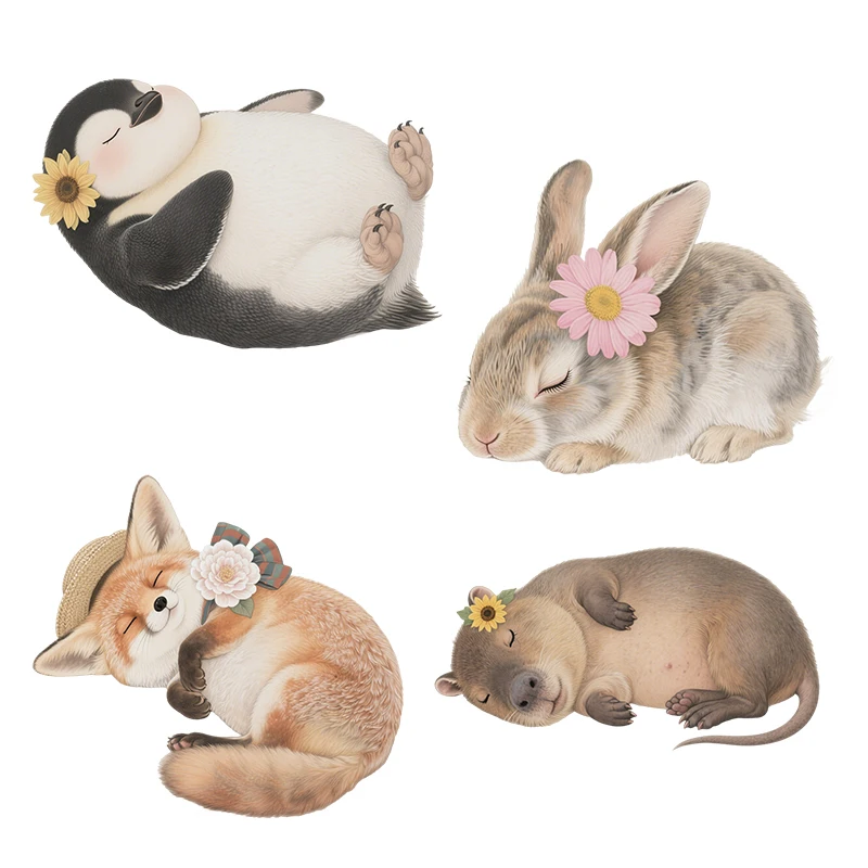 Three Ratels CEE202 Sleeping Forest Animal Cartoon Wall stickers for home decoration