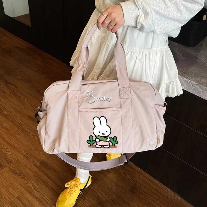 

Korean Version Miffy Handbag Kawaii Cartoon Miffy Rabbit Student Travel Canvas Crossbody Bag Large Capacity Travel Bag Portable