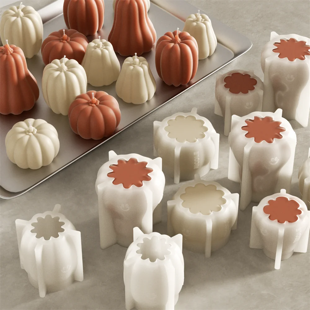 Nicole Pumpkin Molds for Candles Scented Soy Wax Candle Making Mould Halloween Home Decor