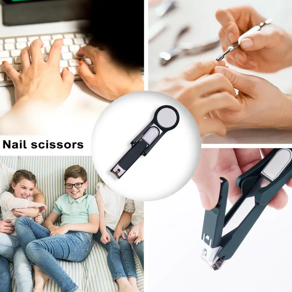 Multifunctional Nail Scissors Elderly-friendly Nail Clipper with Magnifying Glass Multi-functional Anti-splash Design for Easy