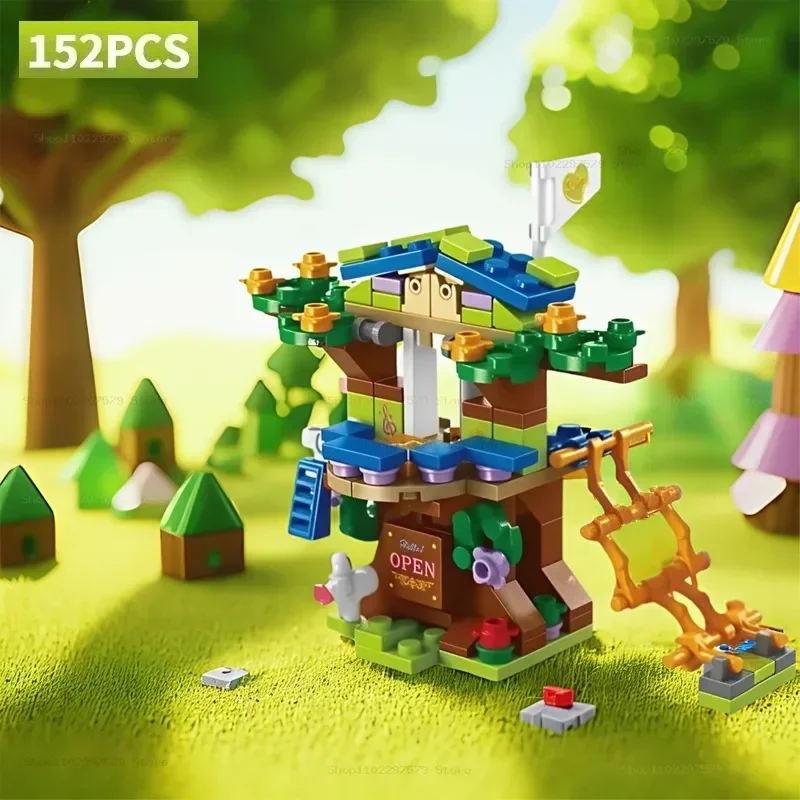 6 In 1 Tree House Building Blocks Mini Model Educational Assembly Toys Street Scene for Children Boys Girls Christmas Gift