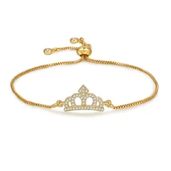 Fashion Zircon Crown Bracelets Fine Pave CZ Black Silvery Golden Bracelet For Women Girl Classical Charm Jewelry Love Gift