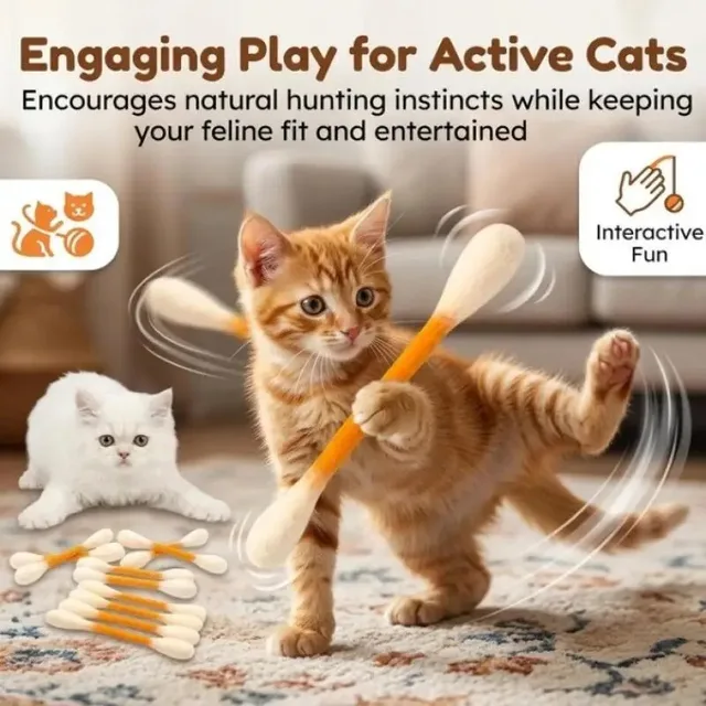 Creative Large Cotton Swab Shaped Catnip Toy 6-pack Giant Kitten Grinding Biting Stick Durable Teeth Cleaning And Grinding Rope 2