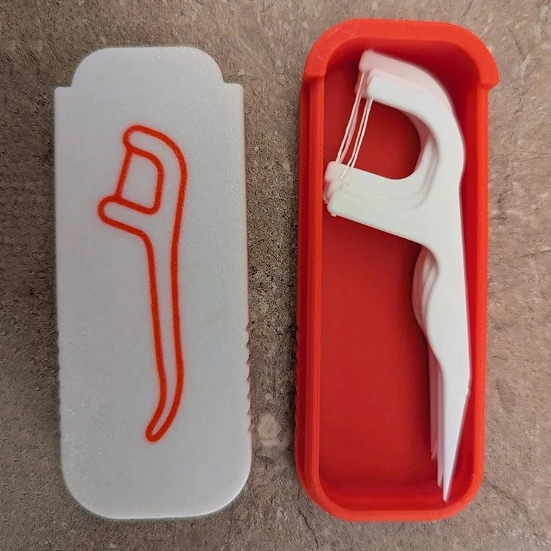 Portable Dental Floss Box with Keychain Mini Sliding Storage Box Reusable Toothpick Floss Organizer for Home Office Travel Small