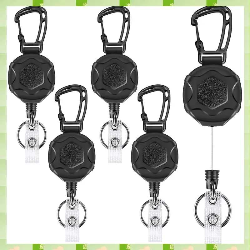 Porte-clés rétractables 2025, bobine de badge robuste, Clip de badge d'identification rétractable avec boucle d'alpinisme améliorée, porte-clés rétractable