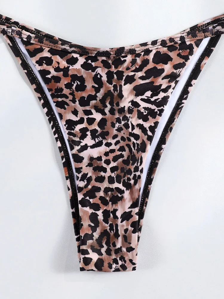 ليوبارد بيكيني رفع البيكينيات مجموعة ثونغ تقسم ملابس السباحة النسائية الصيف بحر ثوب السباحة للإناث جديد