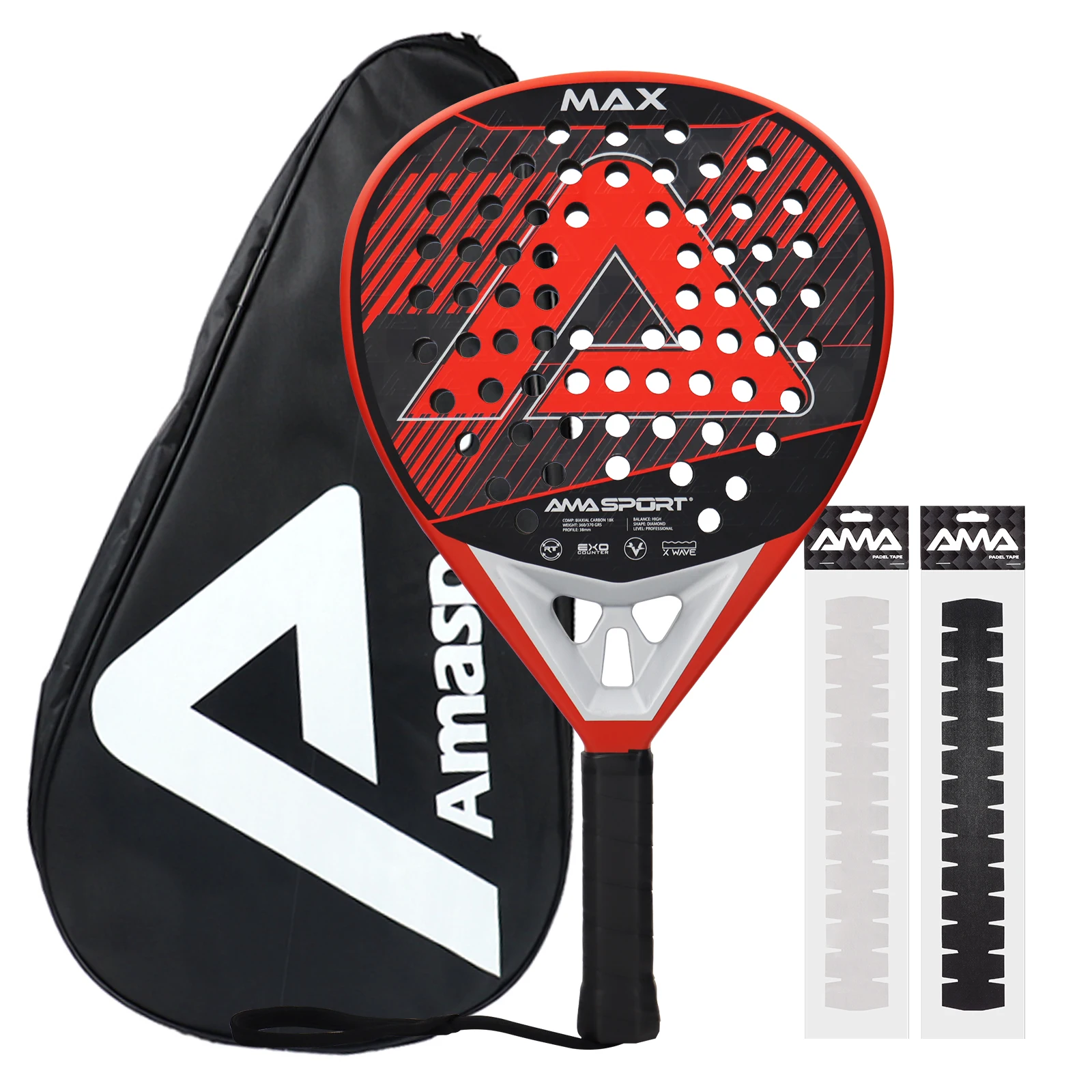 

AMASPORT 18K Tennis Paddle Racket Pop Soft Grip Original Color Beginner Friendly Paddle Tennis Training Equipment