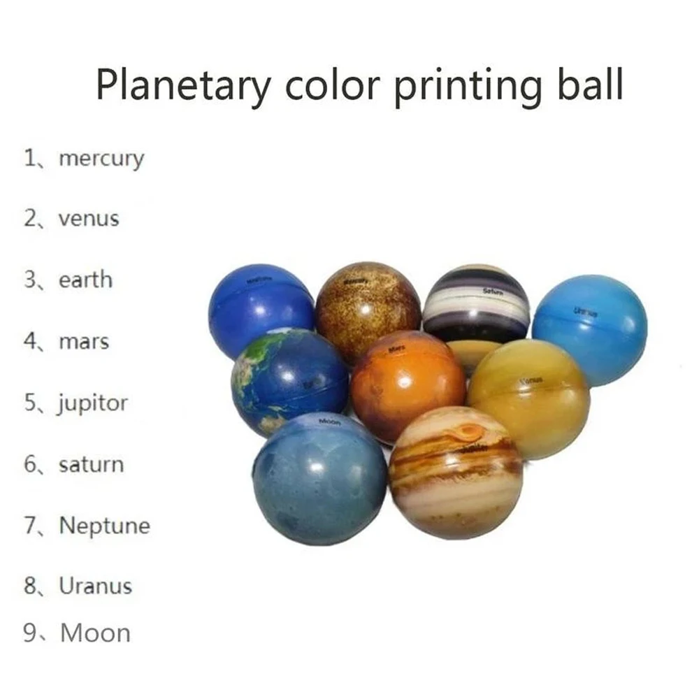 6.3cm bola colorida brinquedo bola saltitante sistema solar esponja bola globo da terra bola impressão estrela bola oito planetas lua estrela bola