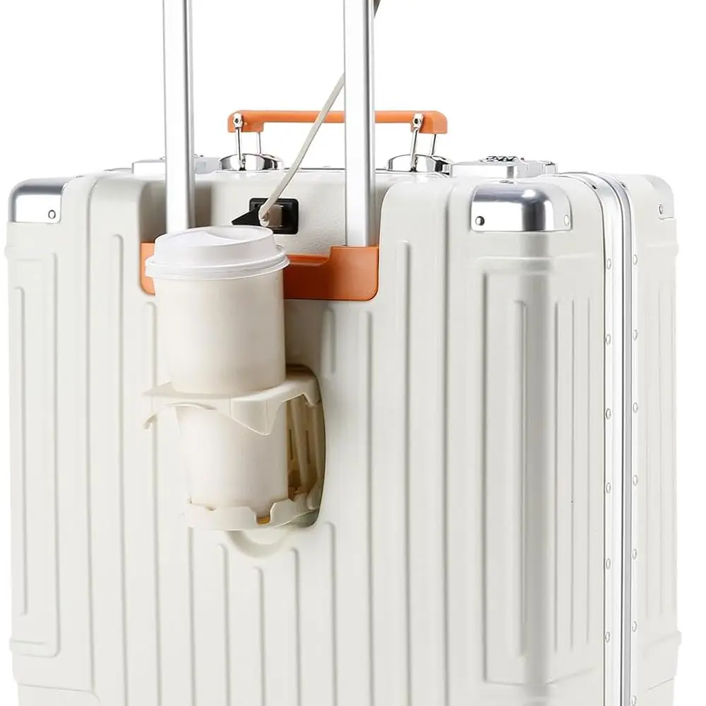 أمتعة دوارة صلبة معتمدة من TSA مقاس 18 بوصة مع حامل USB وحامل أكواب، حقيبة حمل خفيفة الوزن ذات 8 عجلات #4