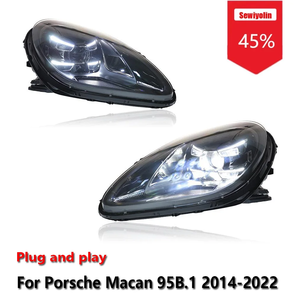 

Sewiyolin Car LED Headlight Assemblies For Porsche Macan 95B.1 2014-2022 Fog DRL Brake Turn Signal Lamp Plug and Play