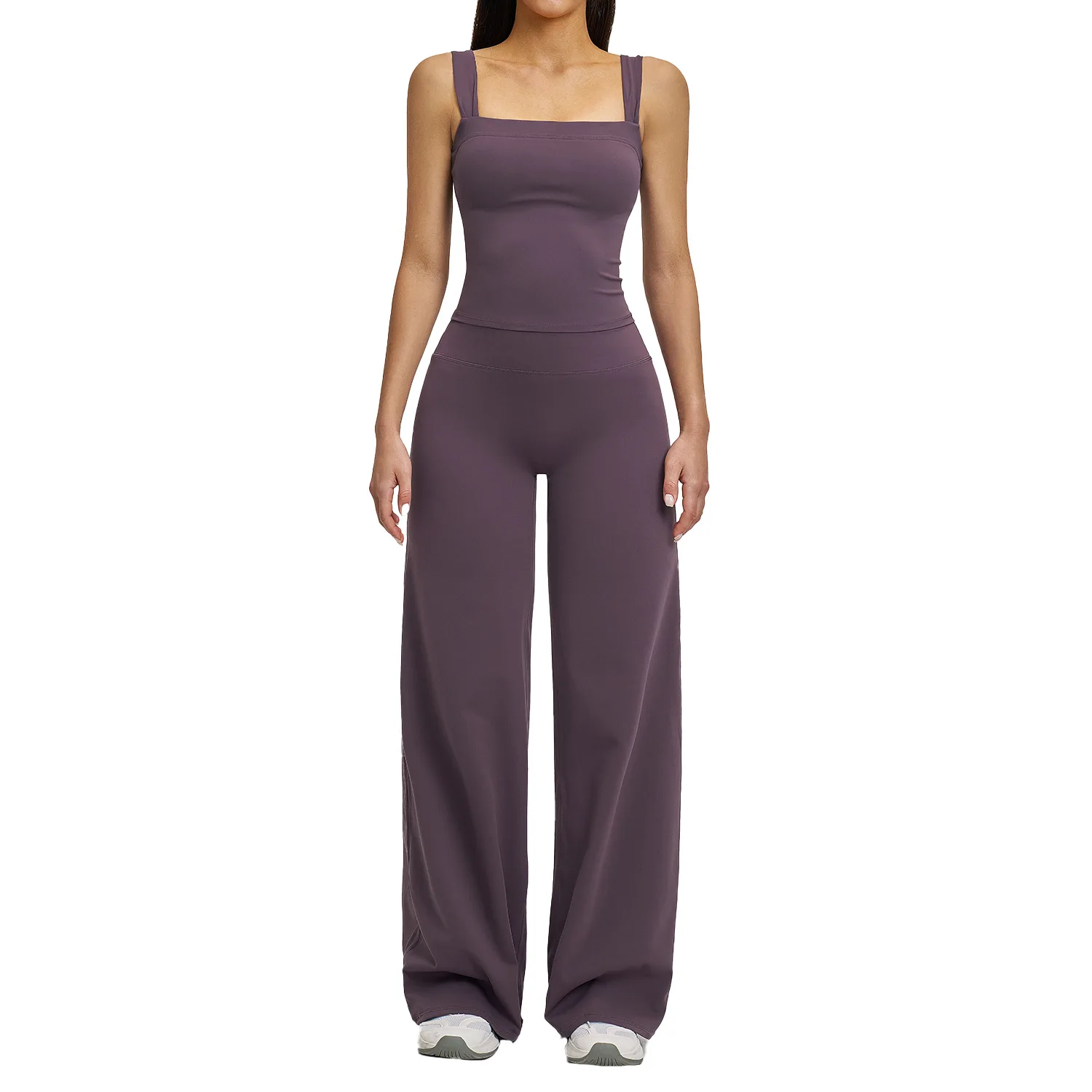 

Maxdutti European And American Casual Yoga Set Straight Leg Wide Leg Sports Vest Set Quick Drying Sports And Leisure Set