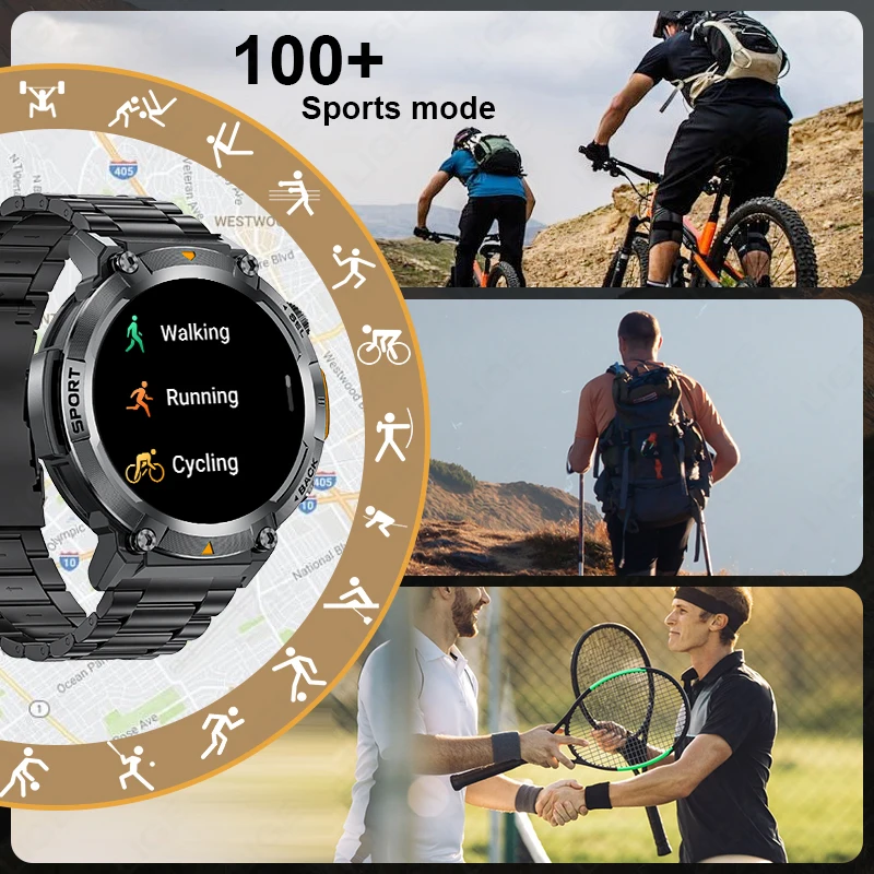 LIGE Smart Watch Men With Flashlight Sport Fitness Bracelet Blood Pressure Health Monitor Waterproof Smartwatch For Android ios
