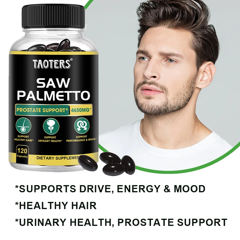 Saw Palmetto Prostate Support Supplement - For men's prostate health, hair growth, and relief of bladder and urinary issues.