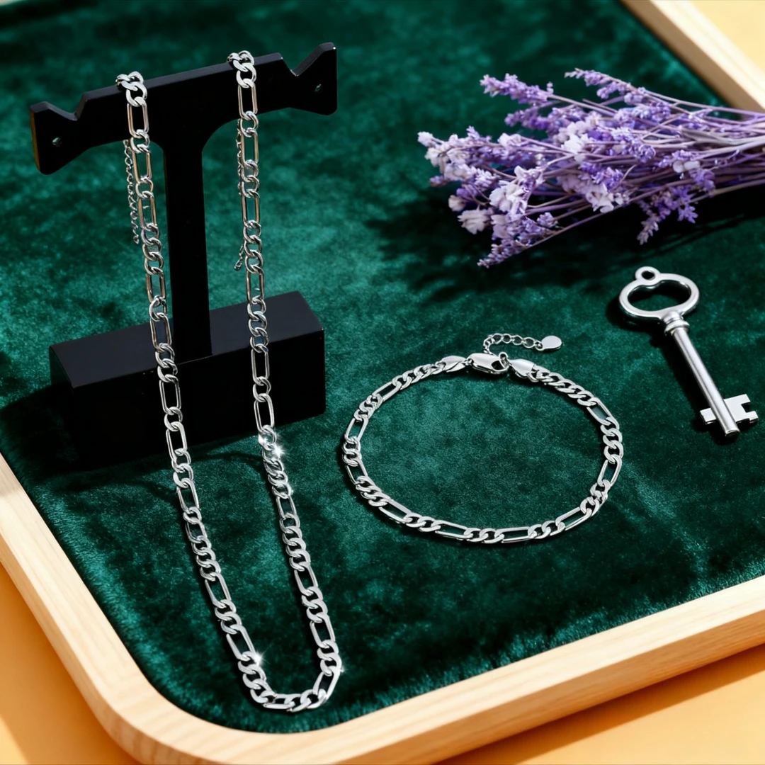 original 925 Sterling silver Lucky 4MM Geometric Bracelet Anklet Necklace for Women fashion jewelry sets gift wedding Engagement