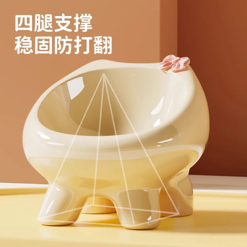 Pet tableware ceramic Pet supplies water bowl neck protector diagonal mouth food pet supplies bowl cat food bowl cat basin cute