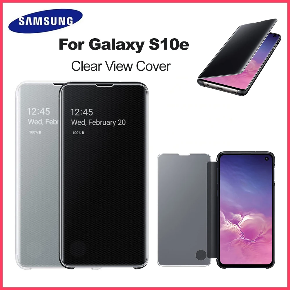 Funda Original Samsung Galaxy S10e Clear View para Galaxy S10e Smart Sleep Clamshell Cover S-View Flip case EF-ZG970