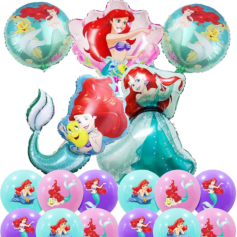 17 قطعة كارتون ليتل ميرميد الأميرة حورية البحر احباط بالون احباط Globos حفلة عيد ميلاد الديكور استحمام الطفل فتاة اللعب