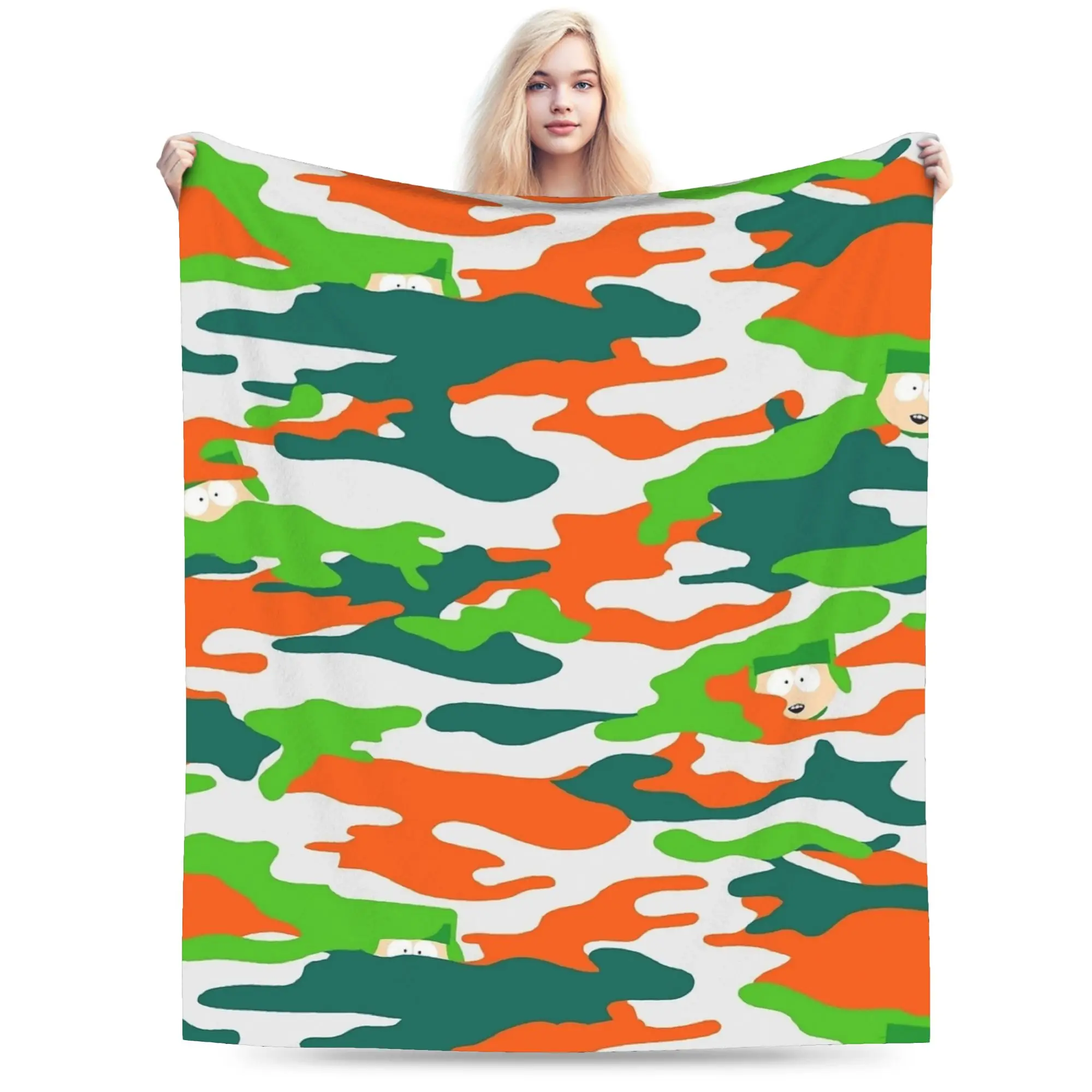 

Kyle Camo Camouflage Blankets Fleece South-Parks Cartoon Multi-function Soft Throw Blanket for Home Office Plush Thin Quilt