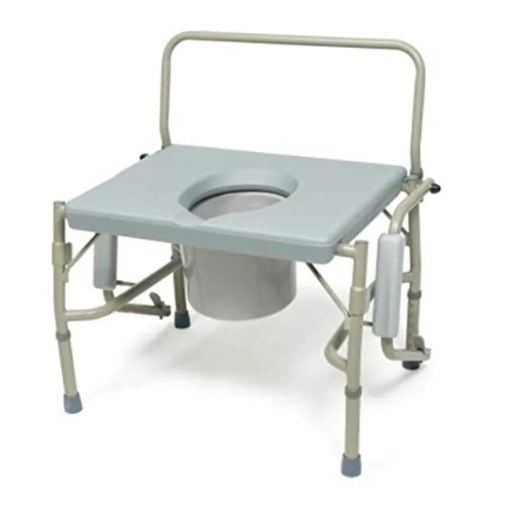 كرسي صوان بجانب السرير 3 في 1 مع مقعد مرحاض مرتفع وإطار أمان واسع للغاية وسعة عالية #4