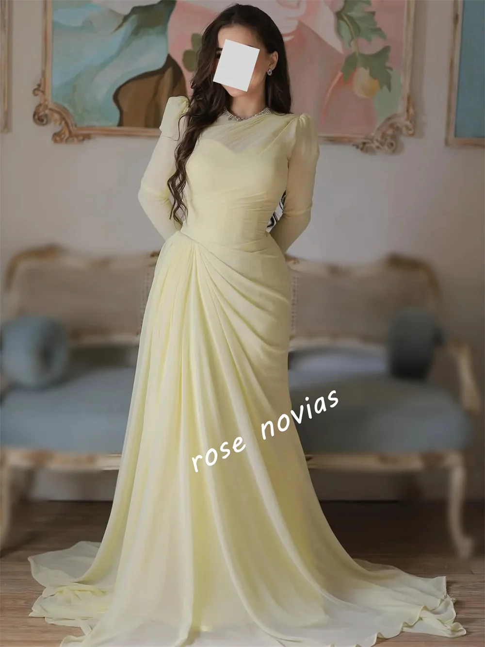 Gaun Malam Wanita Klasik untuk Acara Khusus, Model A-line Panjang Lantai, Bahan Chiffon Berhias Rhinestone dan Lipit, Desain Khusus untuk Pesta Pernikahan yang Elegan